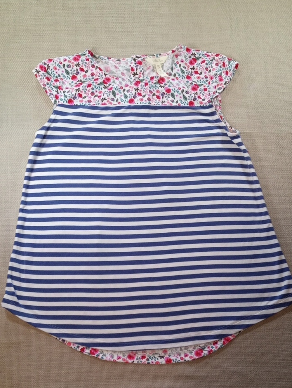 Matilda Jane Blue & White Striped Tank with Pink Floral Yoke